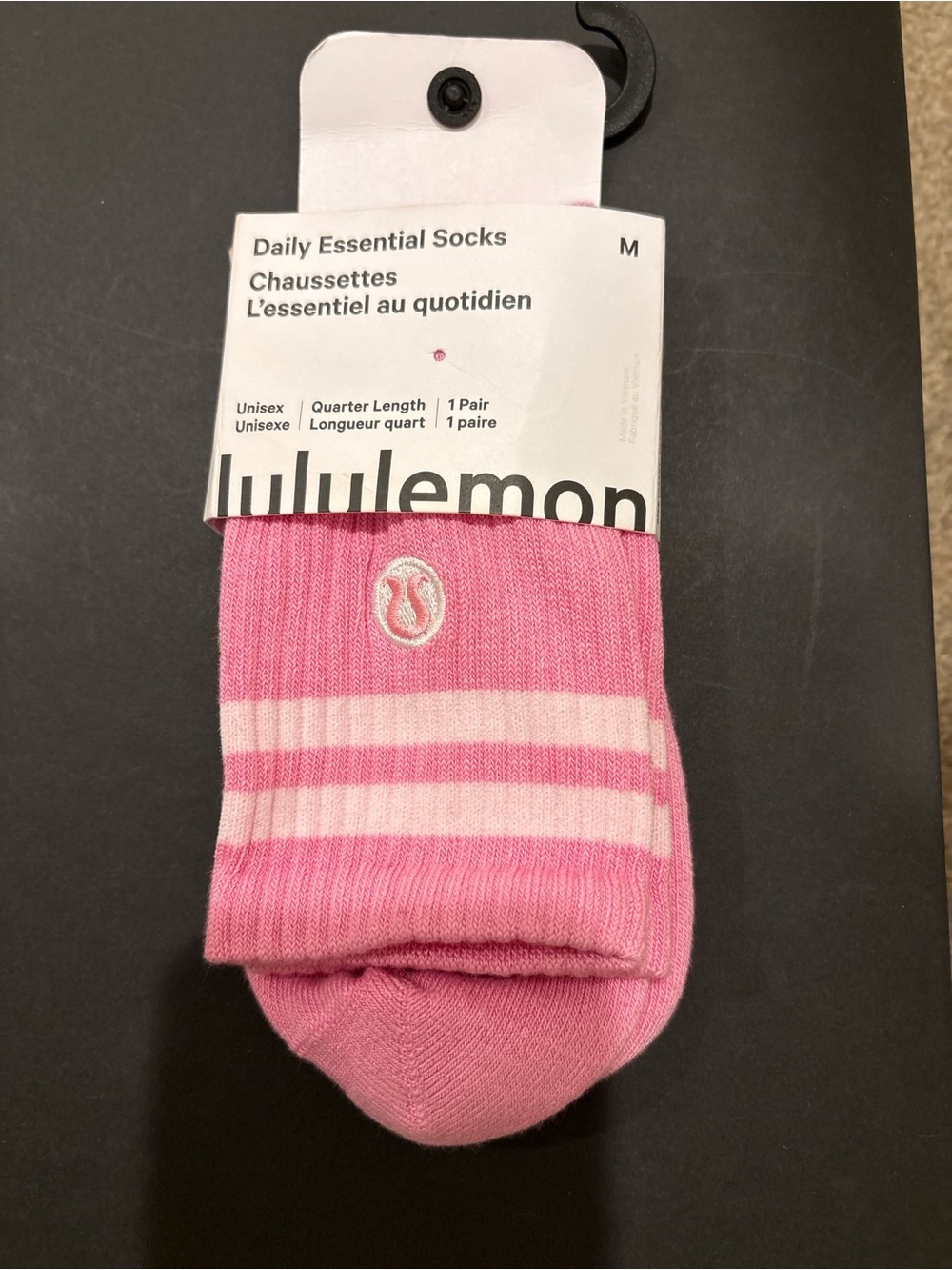 lululemon athletica Pink Striped Quarter-Length Socks
